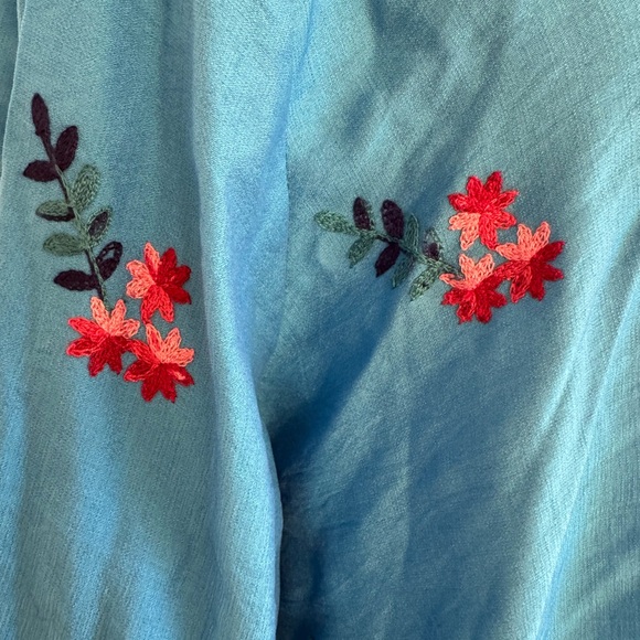 Kindred by Anthropology Embroidered Floral Front Button Shirt Plus Size - Picture 7 of 11